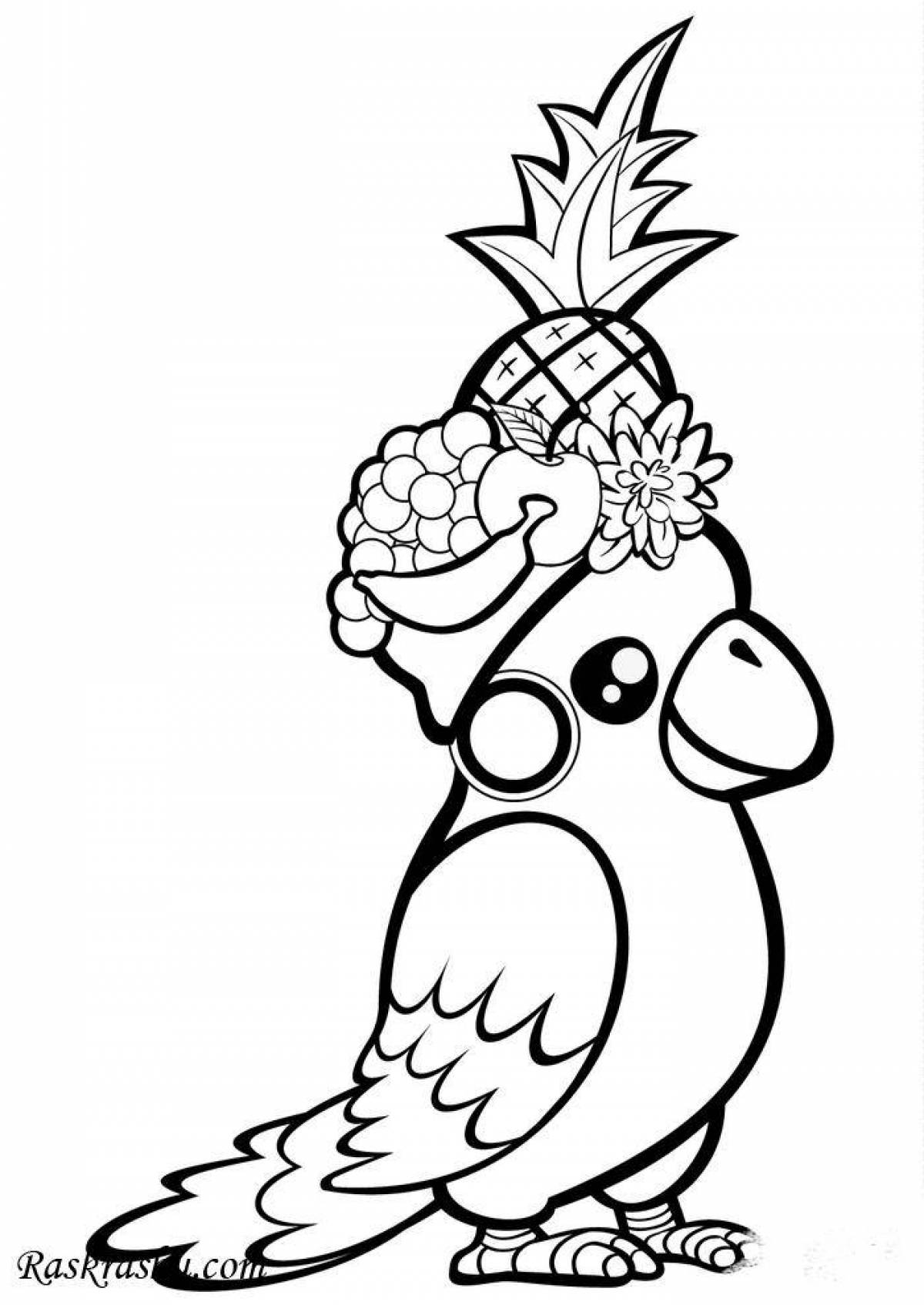 Coloring book luxury parrot