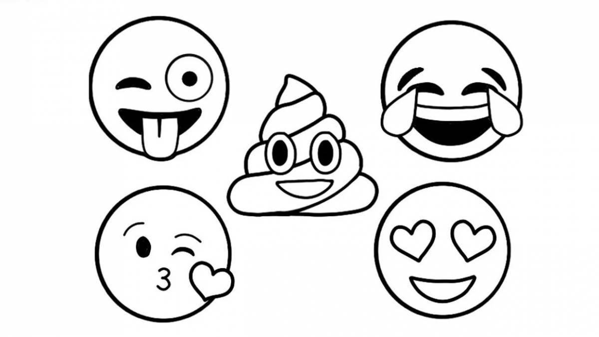 Подмигивающая страница раскраски emoji