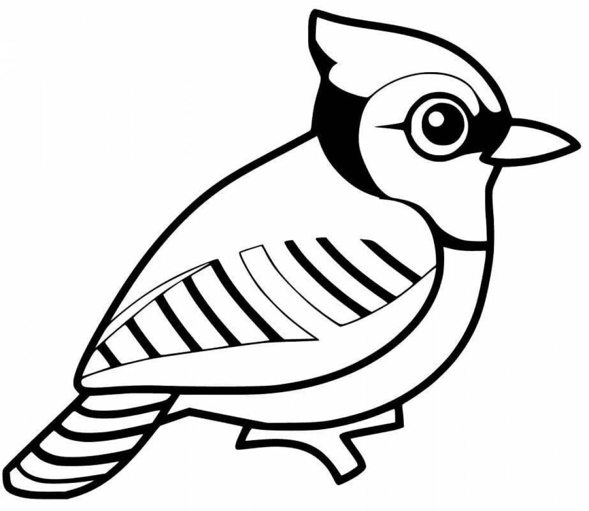 Coloring cute goldfinch