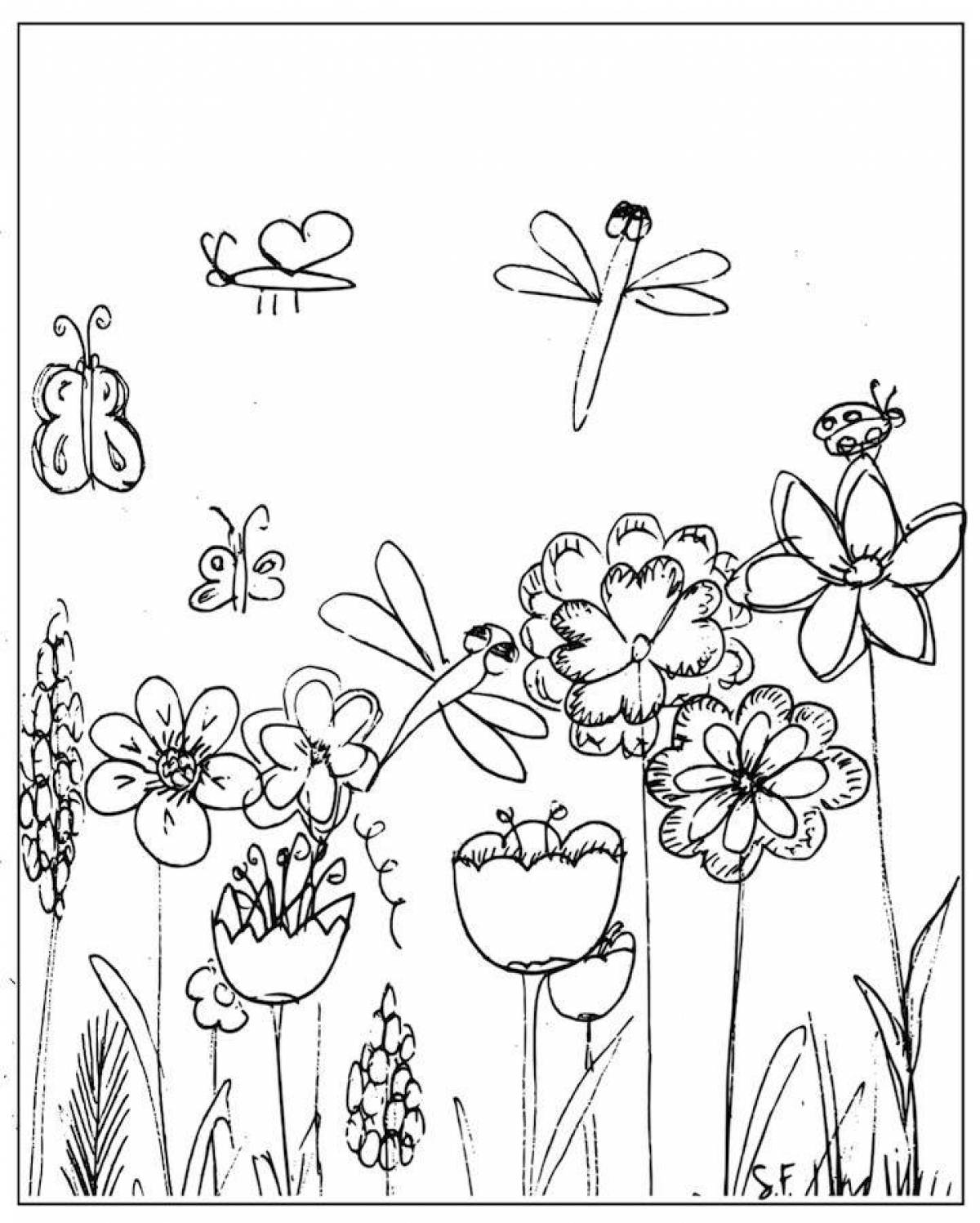 Glowing meadow coloring page