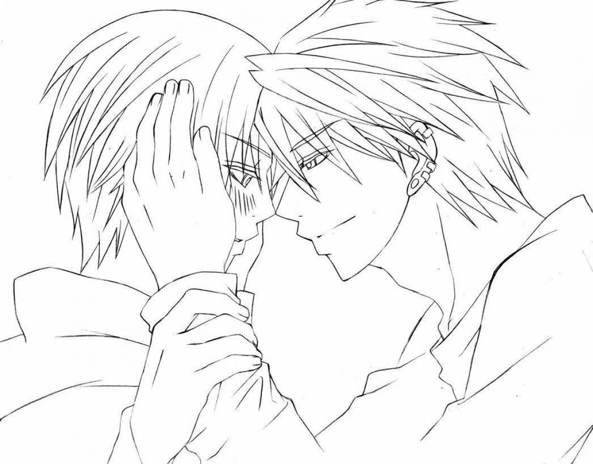 Calming yaoi coloring page