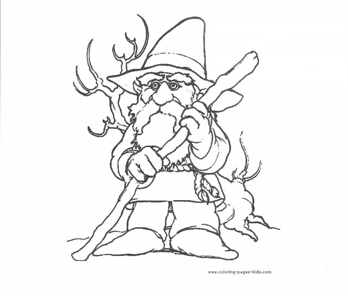 Magic goblin coloring page