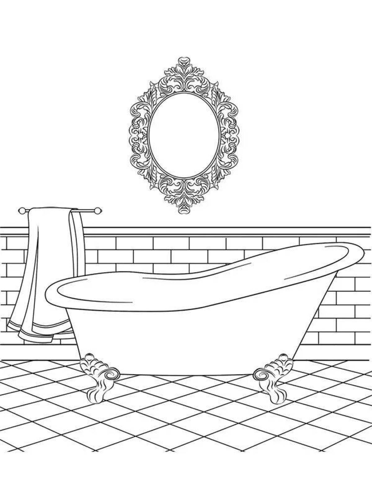 Relaxing bathroom coloring page