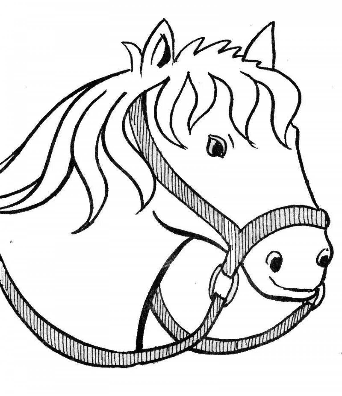 Luminous horse head coloring page
