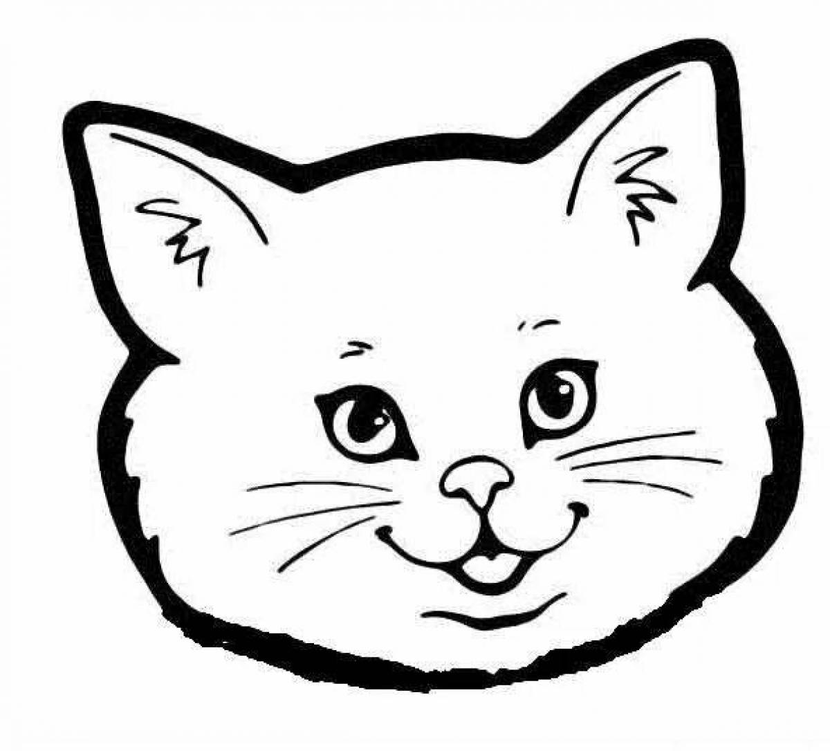 Naughty cat face coloring page