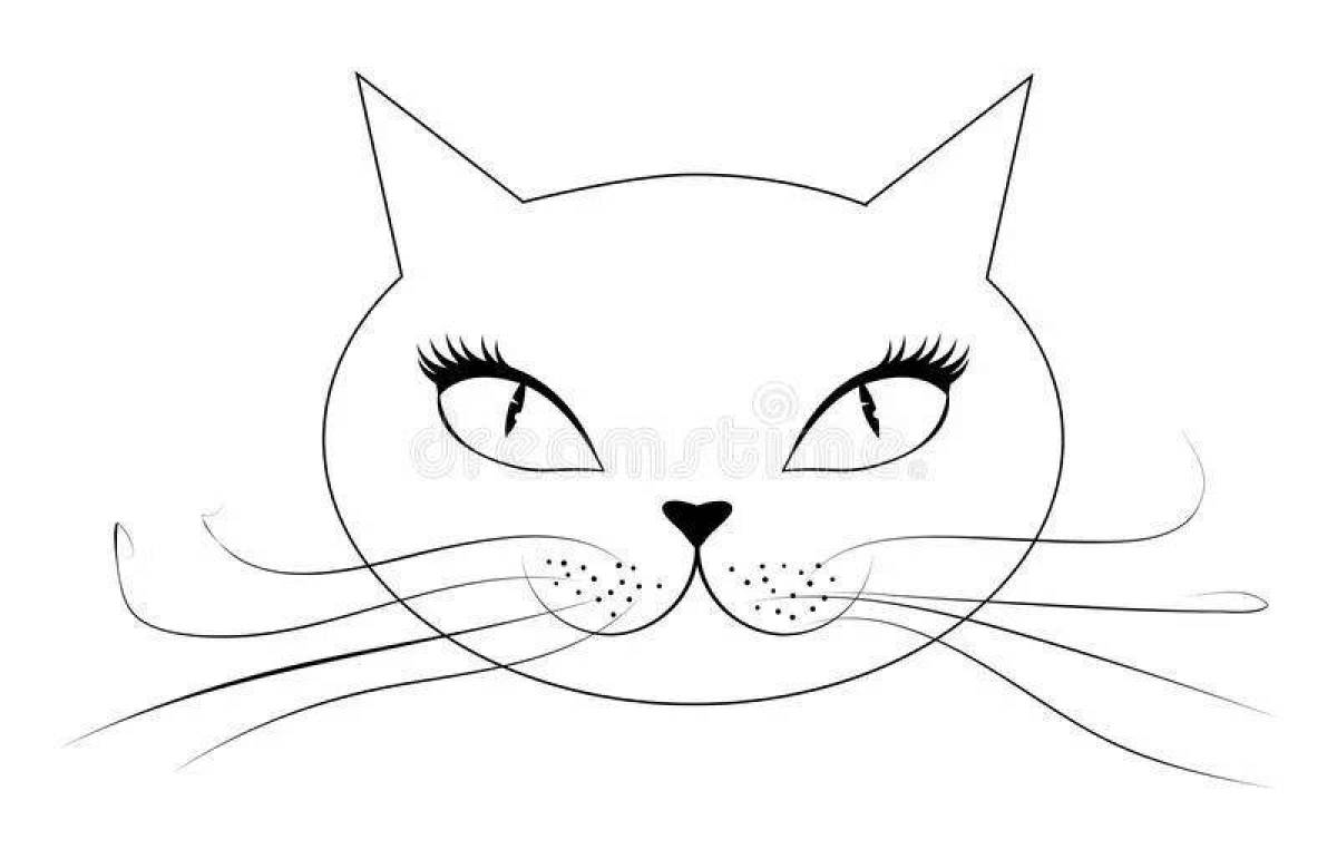 Attractive cat face coloring page