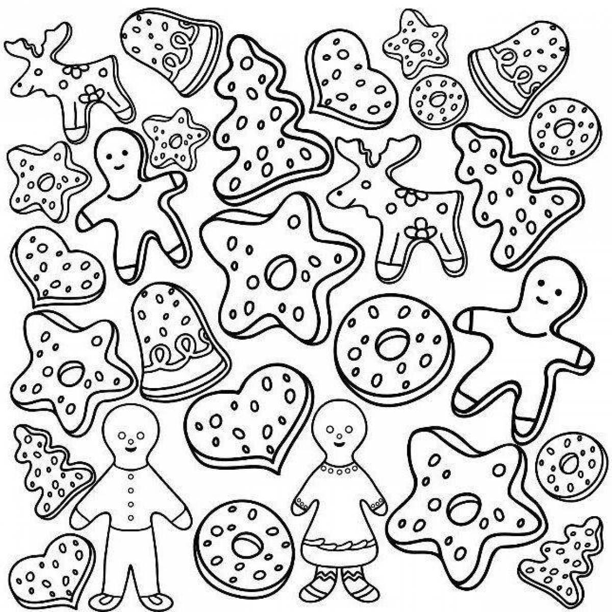 Colourful gingerbread coloring page