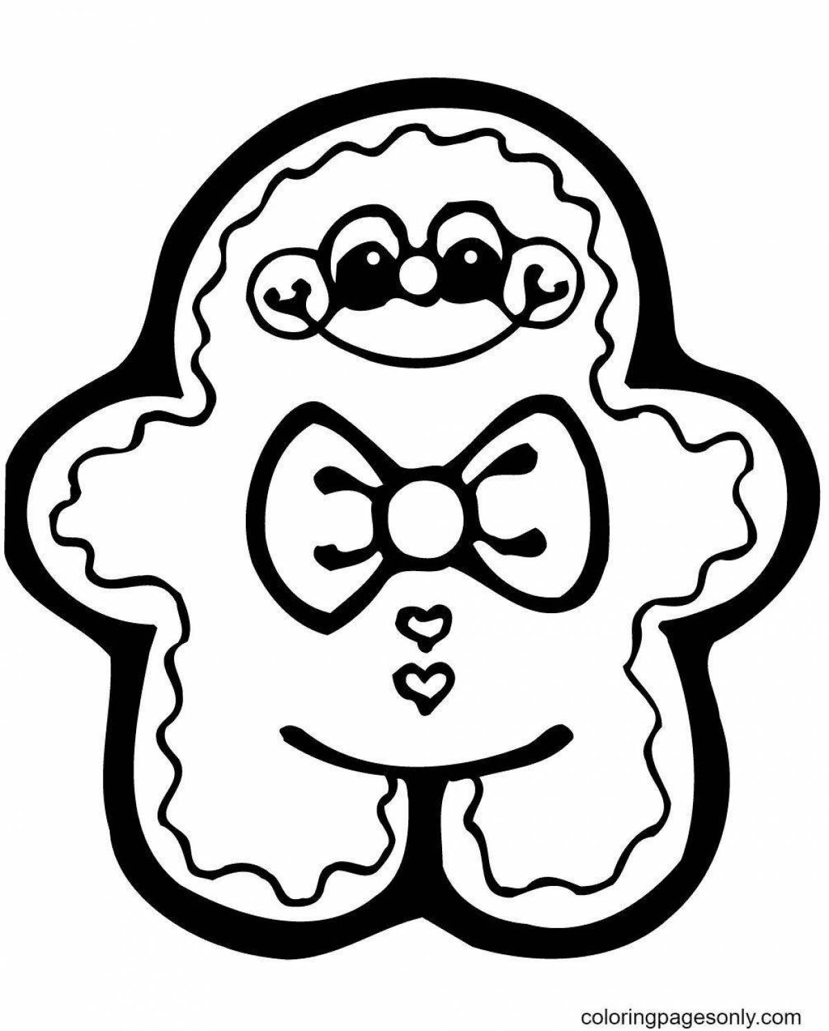 Happy gingerbread coloring page