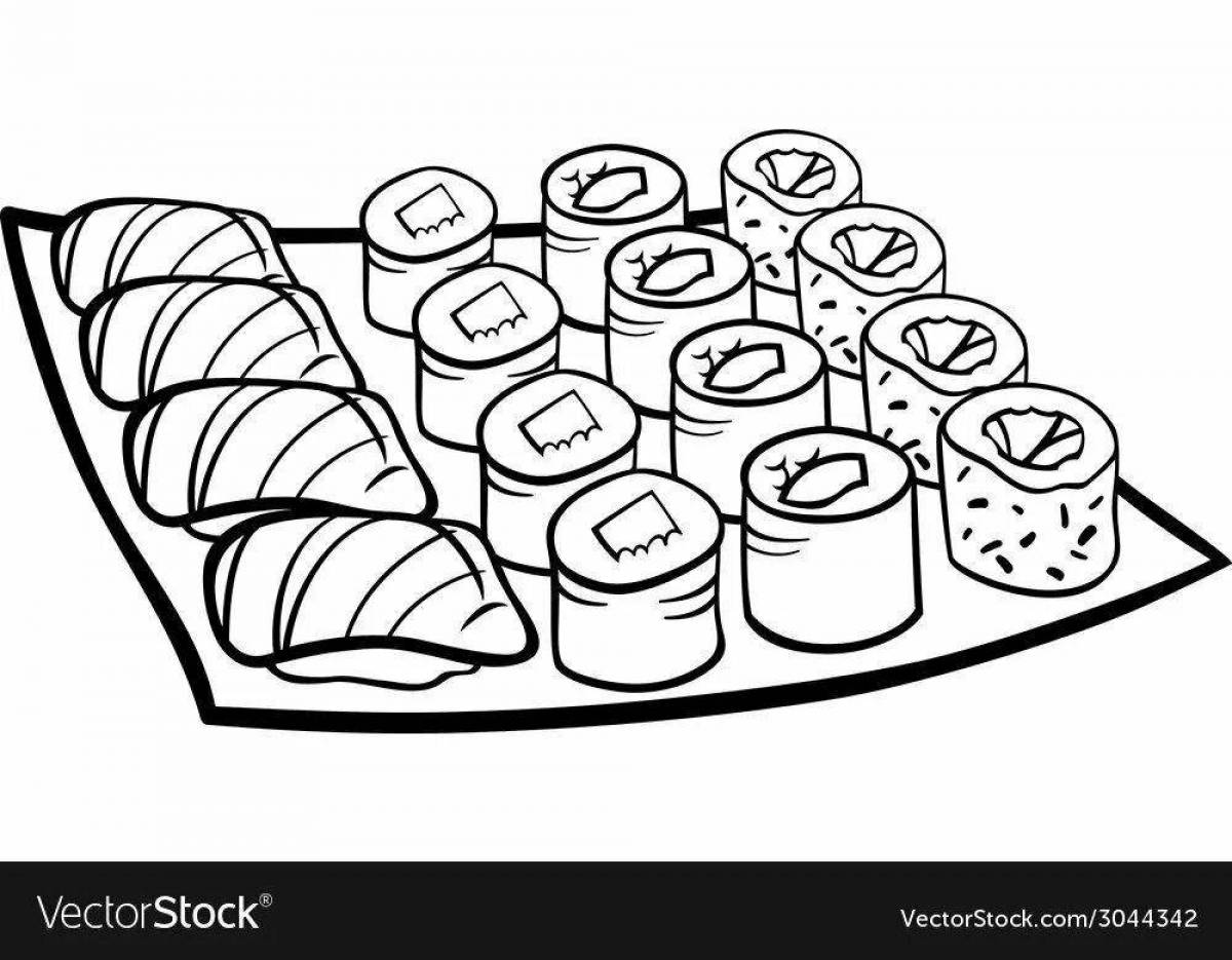 Раскраска суши роллы