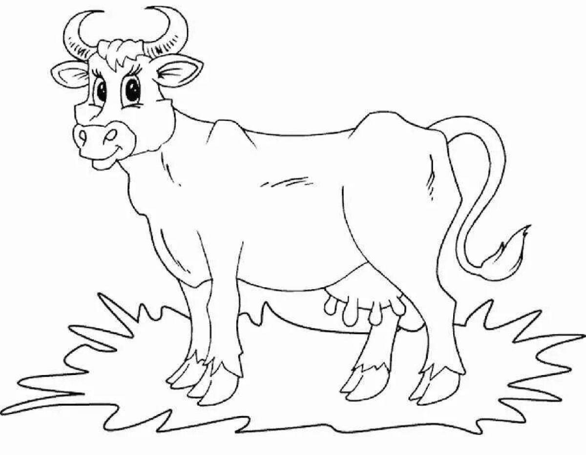 Раскраска корова с теленком