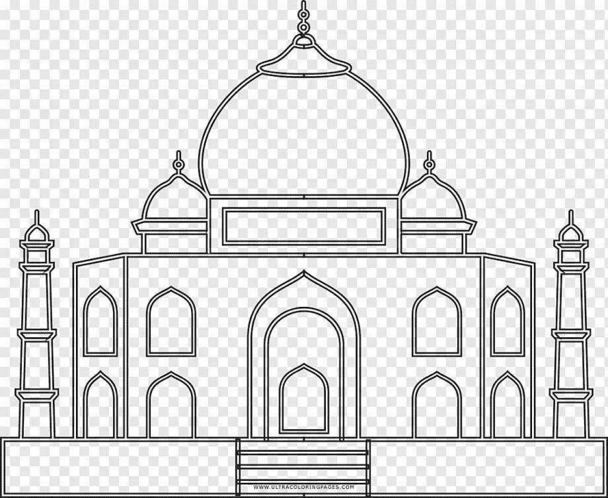 Раскраска индийского храма Тадж Махал