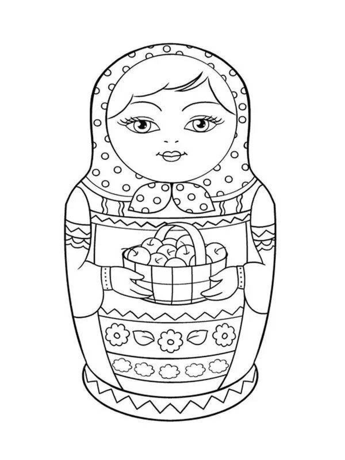 Playful russian coloring doll