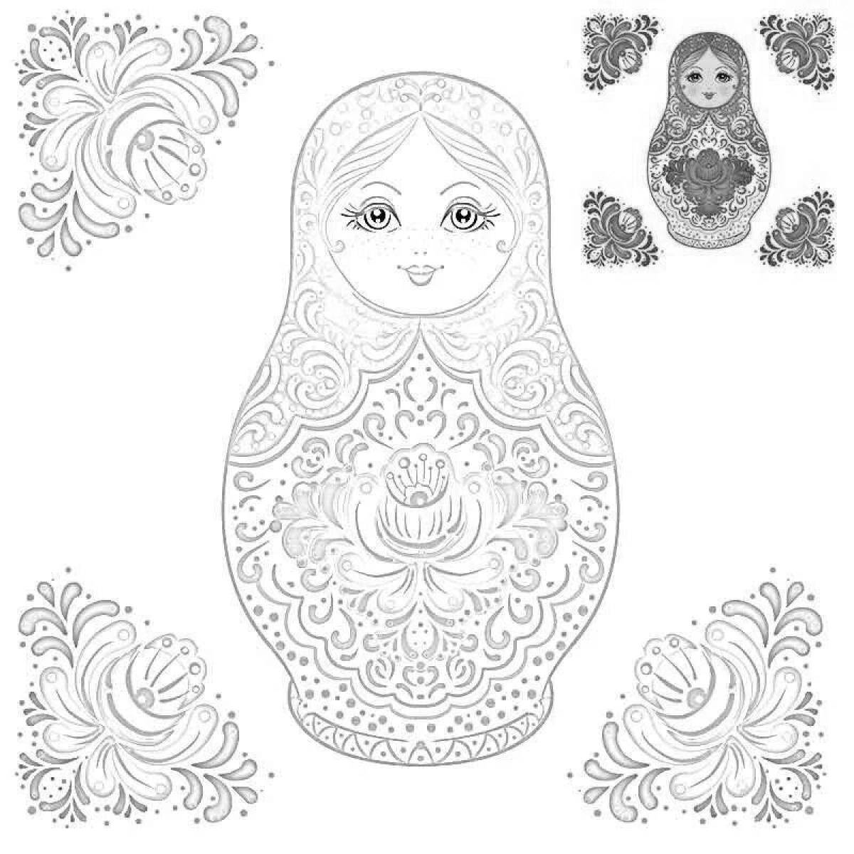 Exquisite Russian doll coloring book