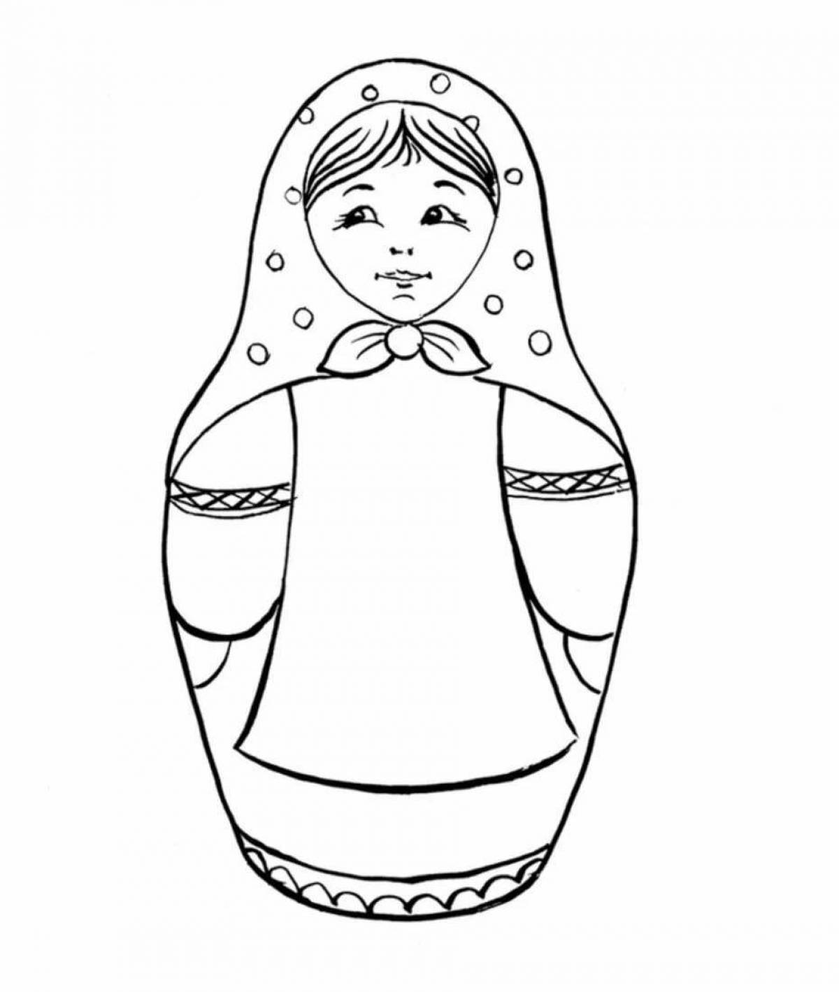 Fairy russian doll coloring book