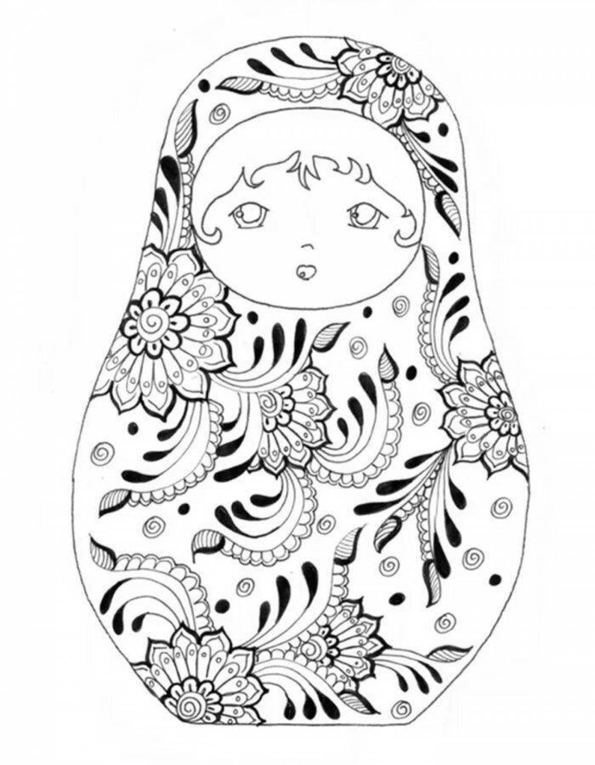 Coloring page shining russian doll