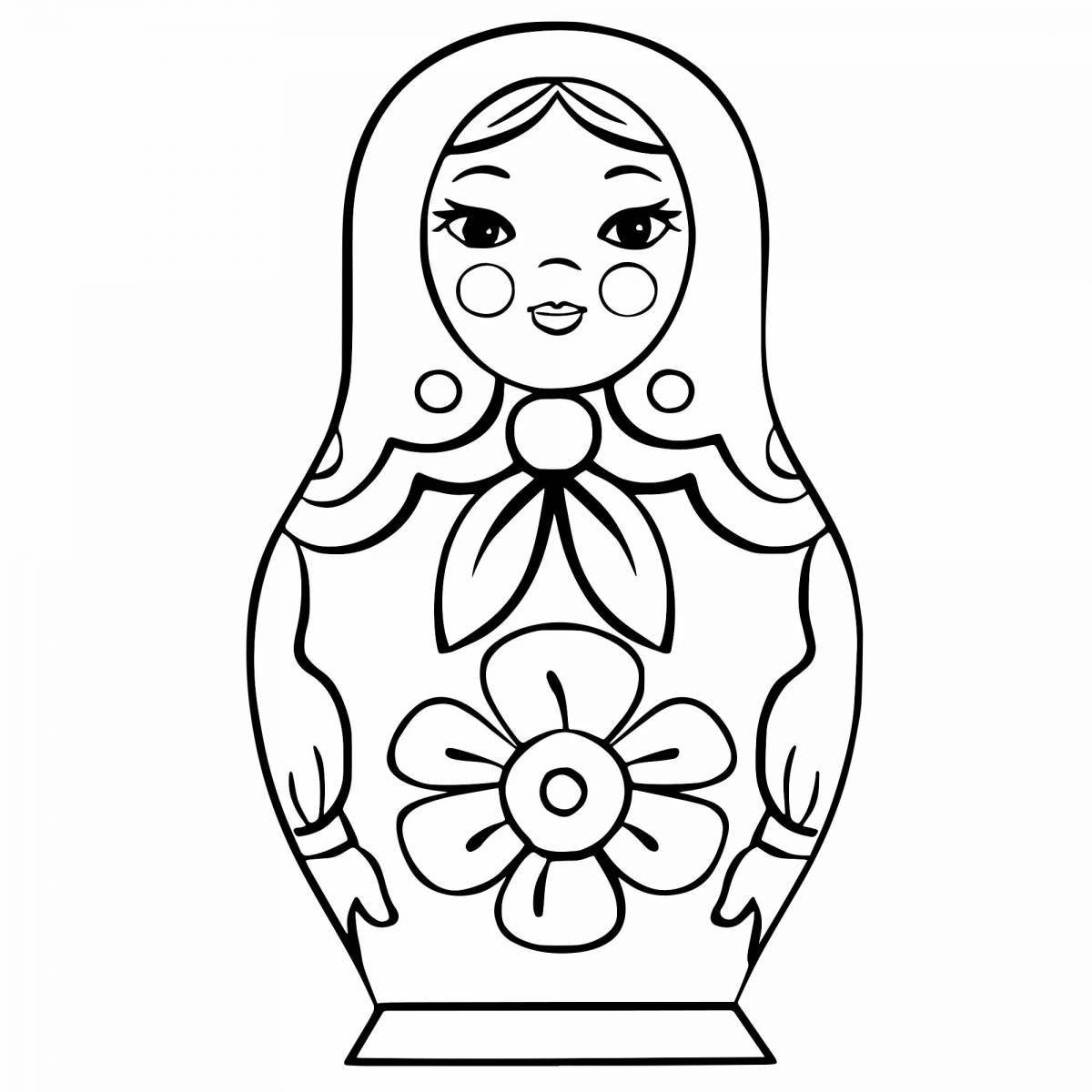 Coloring page glowing russian doll