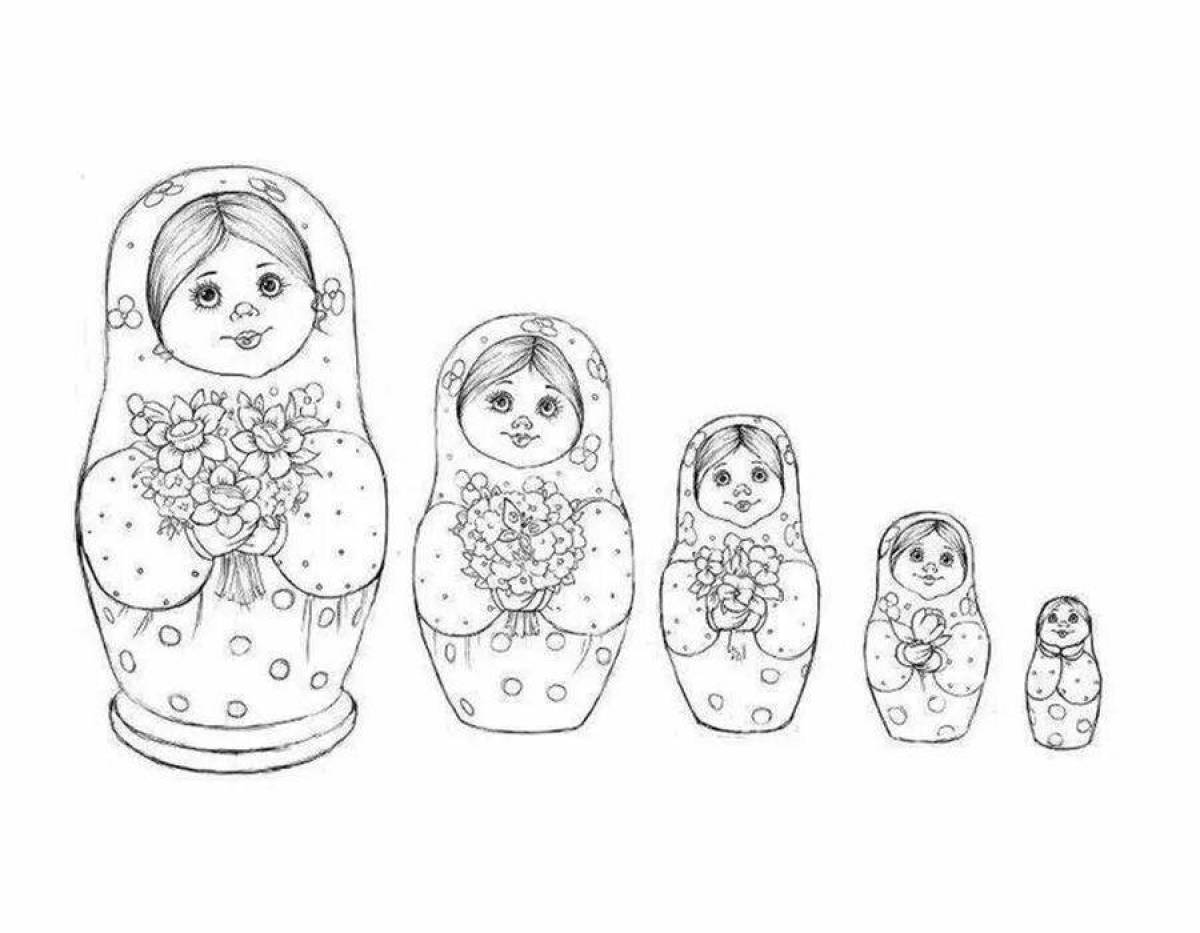 Fancy Russian doll coloring book