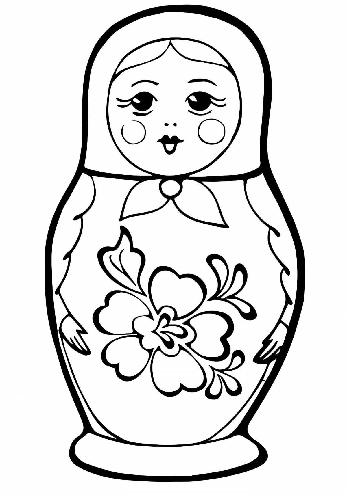 Colored Russian doll coloring book