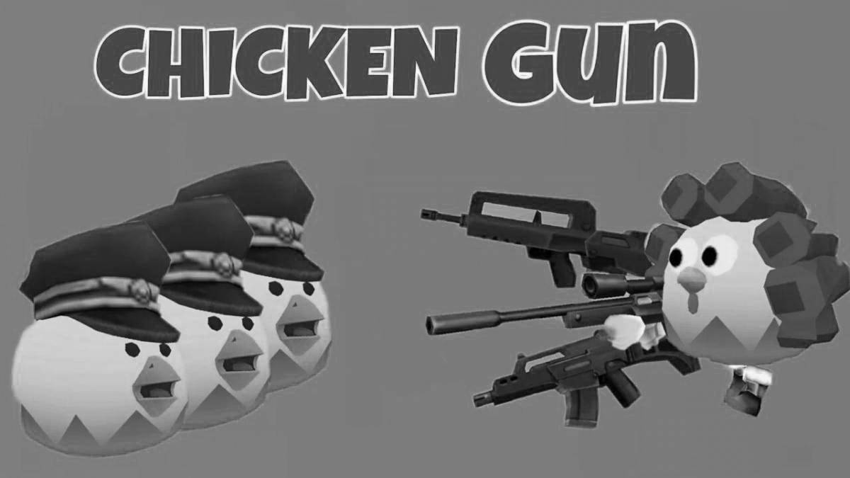 Coloring funny chicken gun