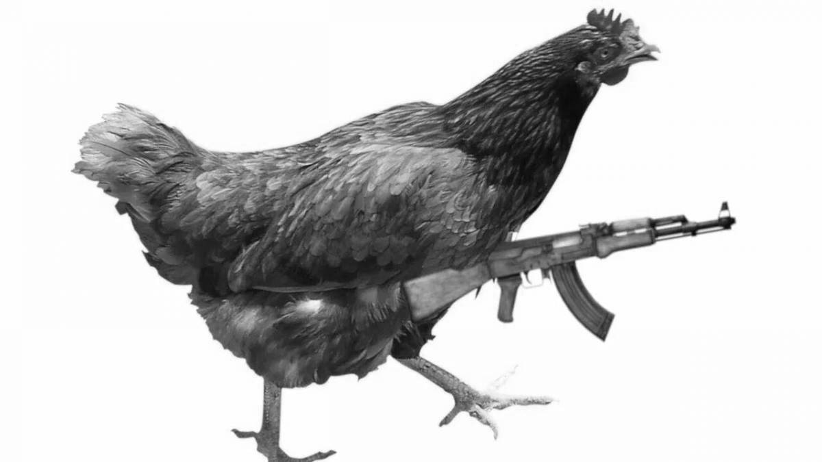 Deluxe chicken gun coloring page