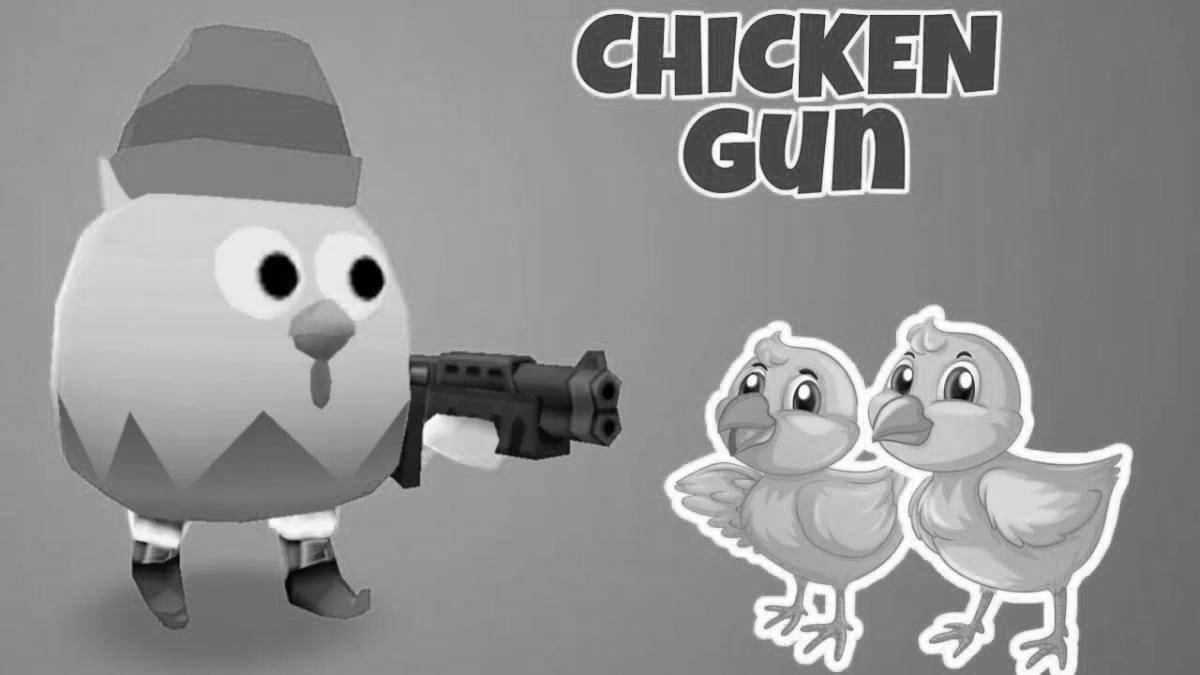 Dazzling chicken gun coloring page