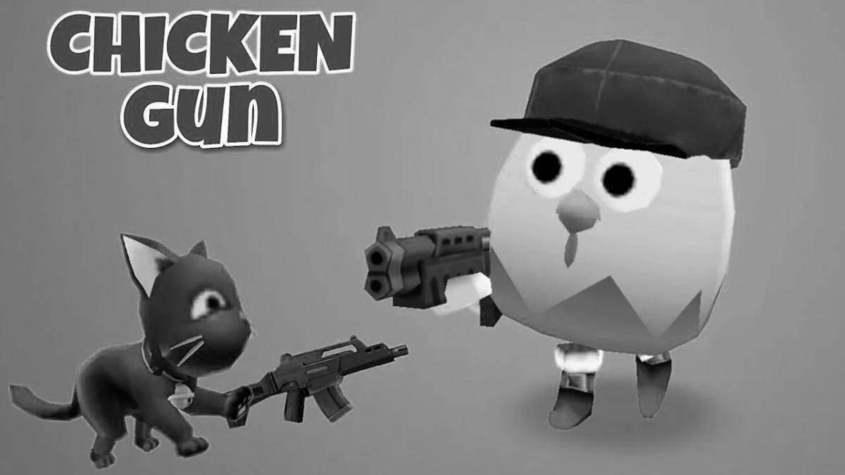 Outstanding chicken gun coloring page