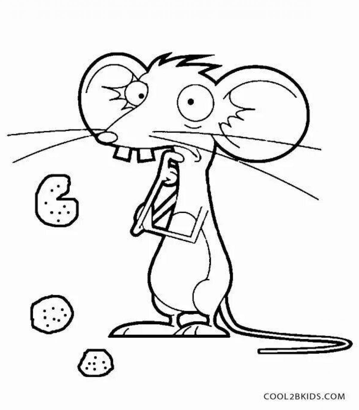 Animated mouse sausage coloring page