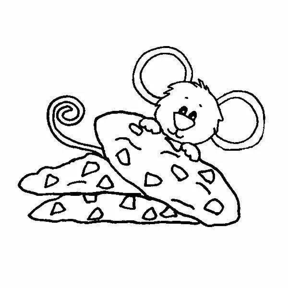 Glamorous mouse sausage coloring page