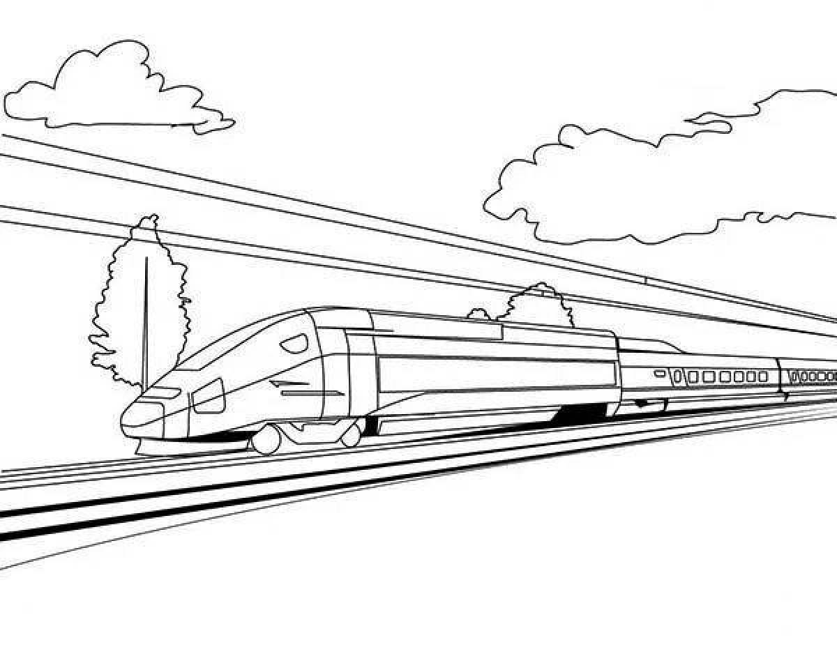 Впечатляющая страница раскраски высокоскоростного поезда