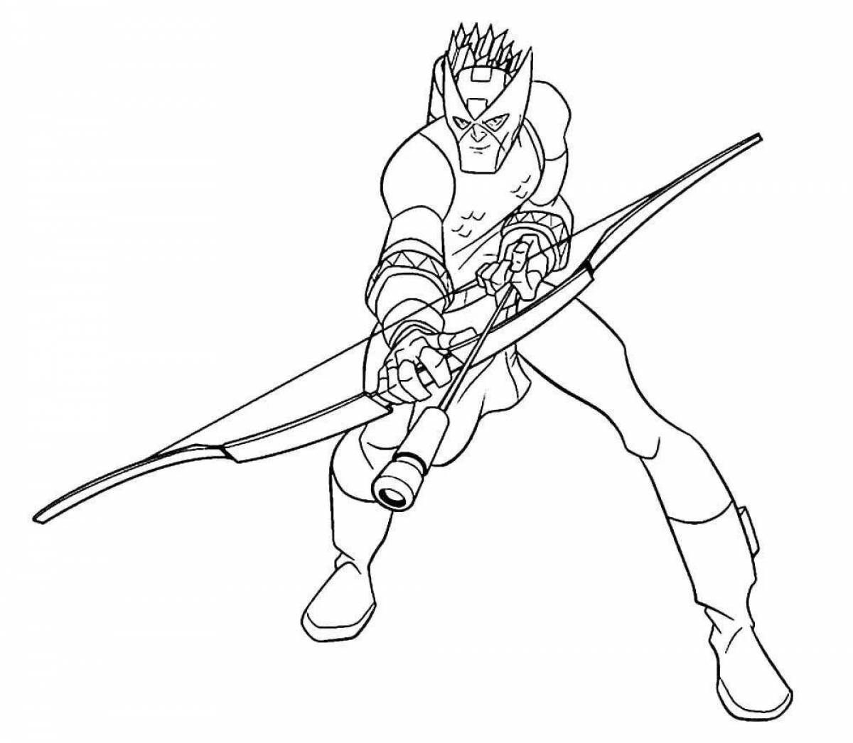 Brightly colored Hawkeye Coloring Page