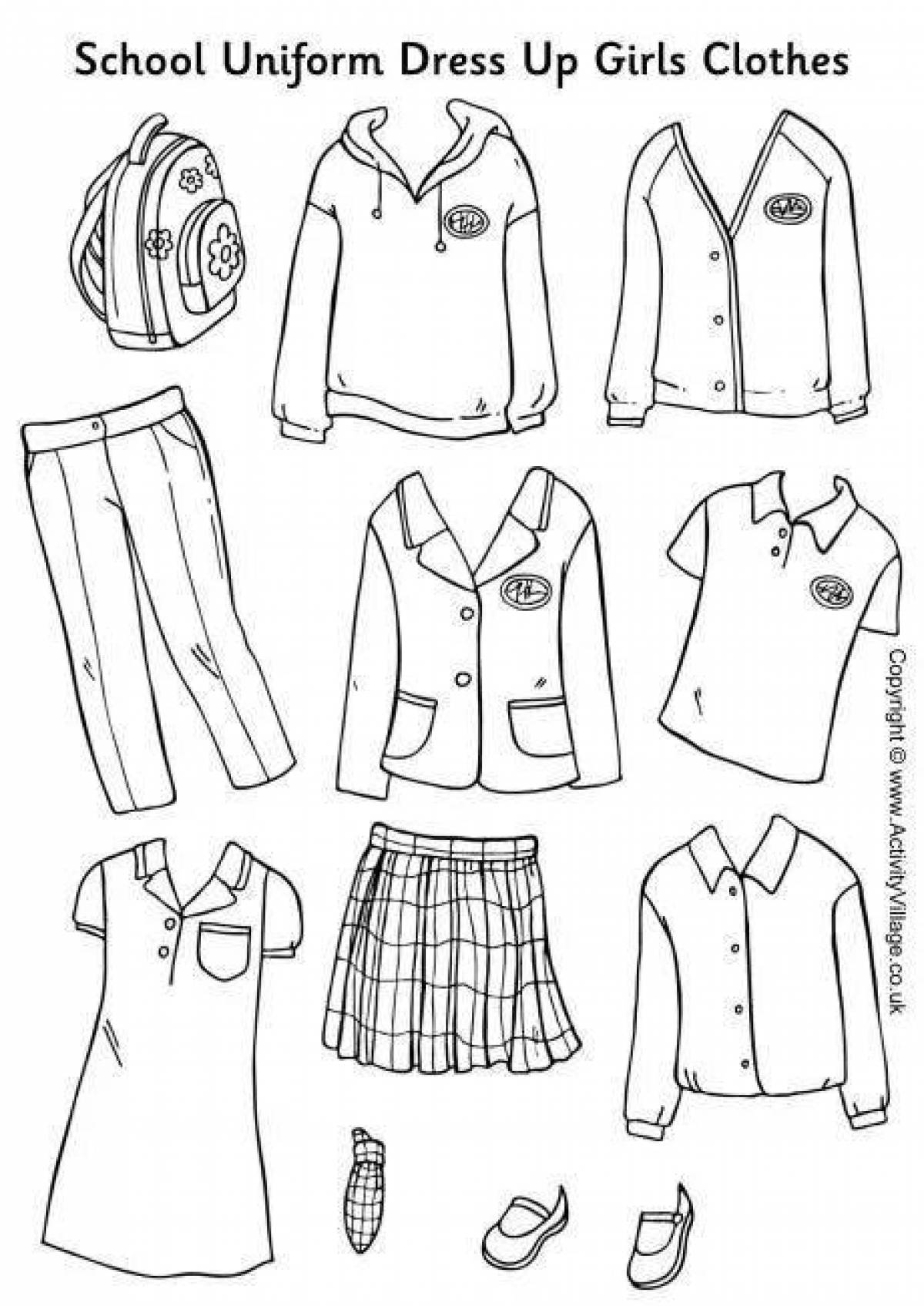 Coloring page bright school uniform
