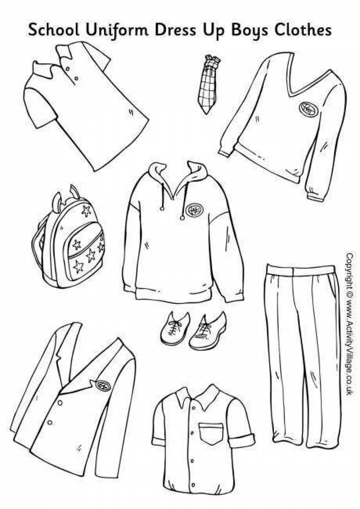 Coloring page glamor school uniform