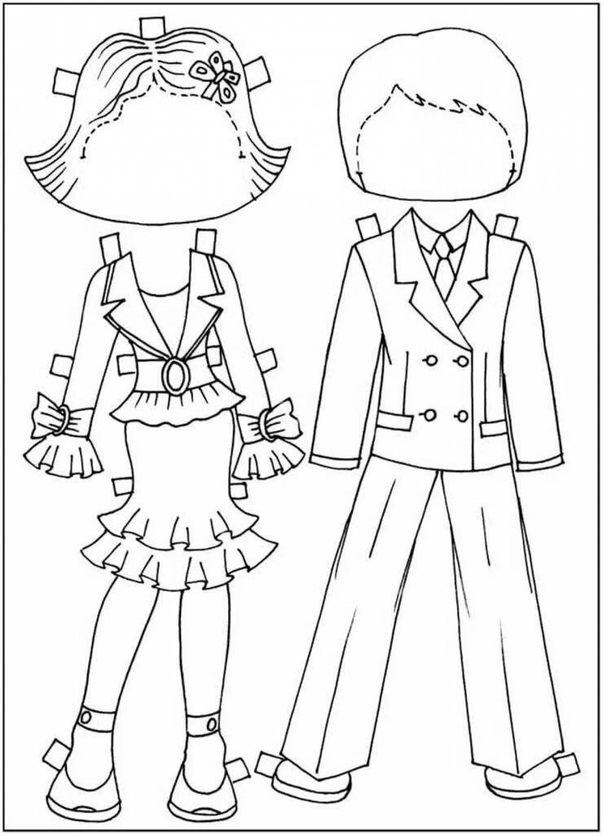 Animated school uniform coloring page