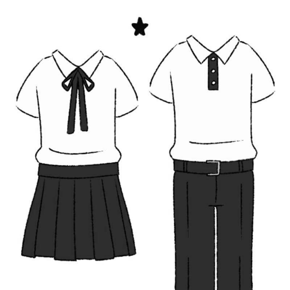 Coloring page energetic school uniform