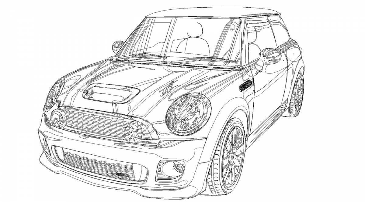 Modern mini cooper coloring page