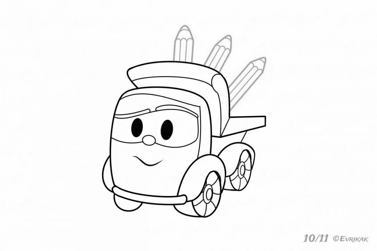 Coloring book bright truck lion