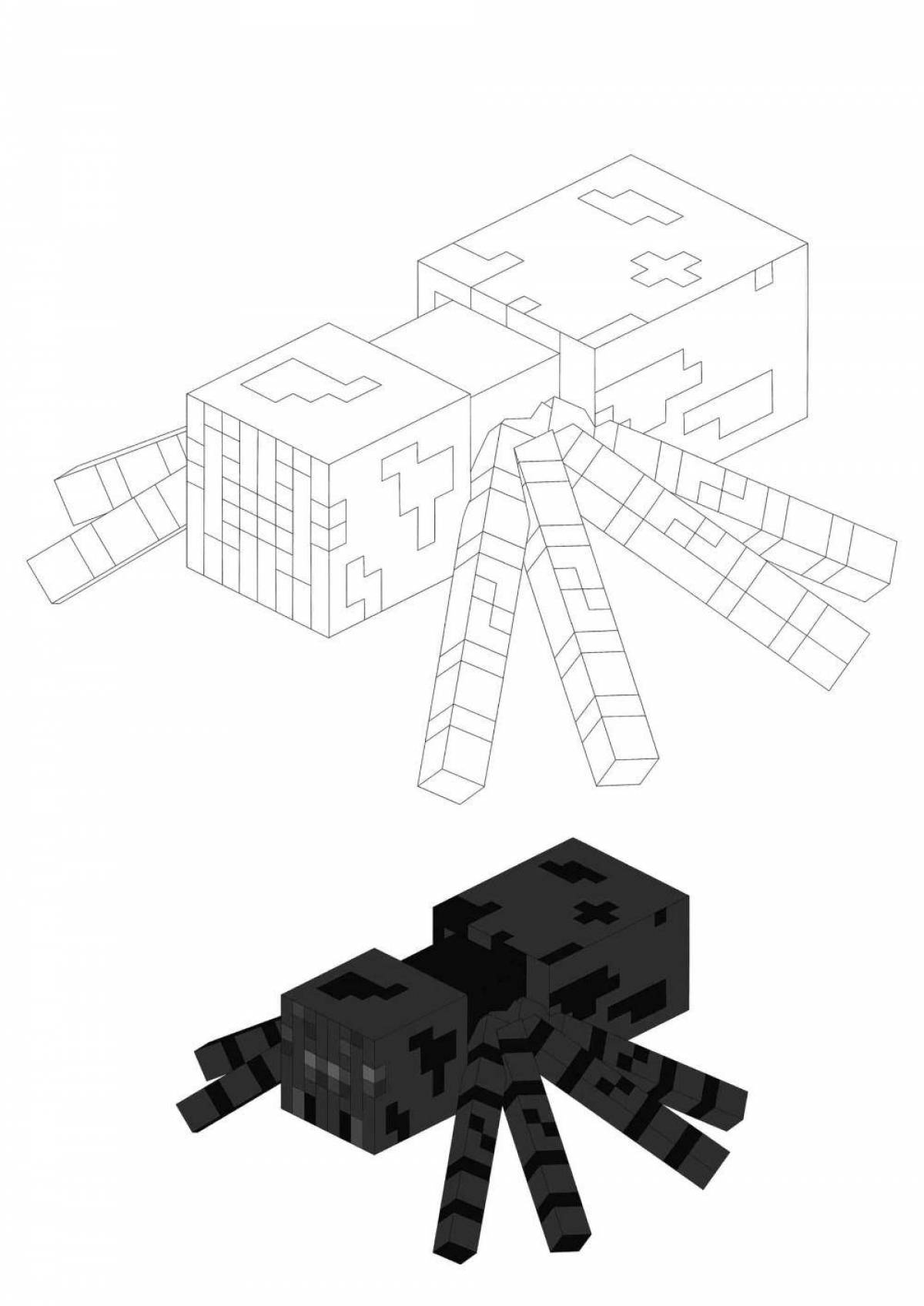 Colorful minecraft spider coloring page