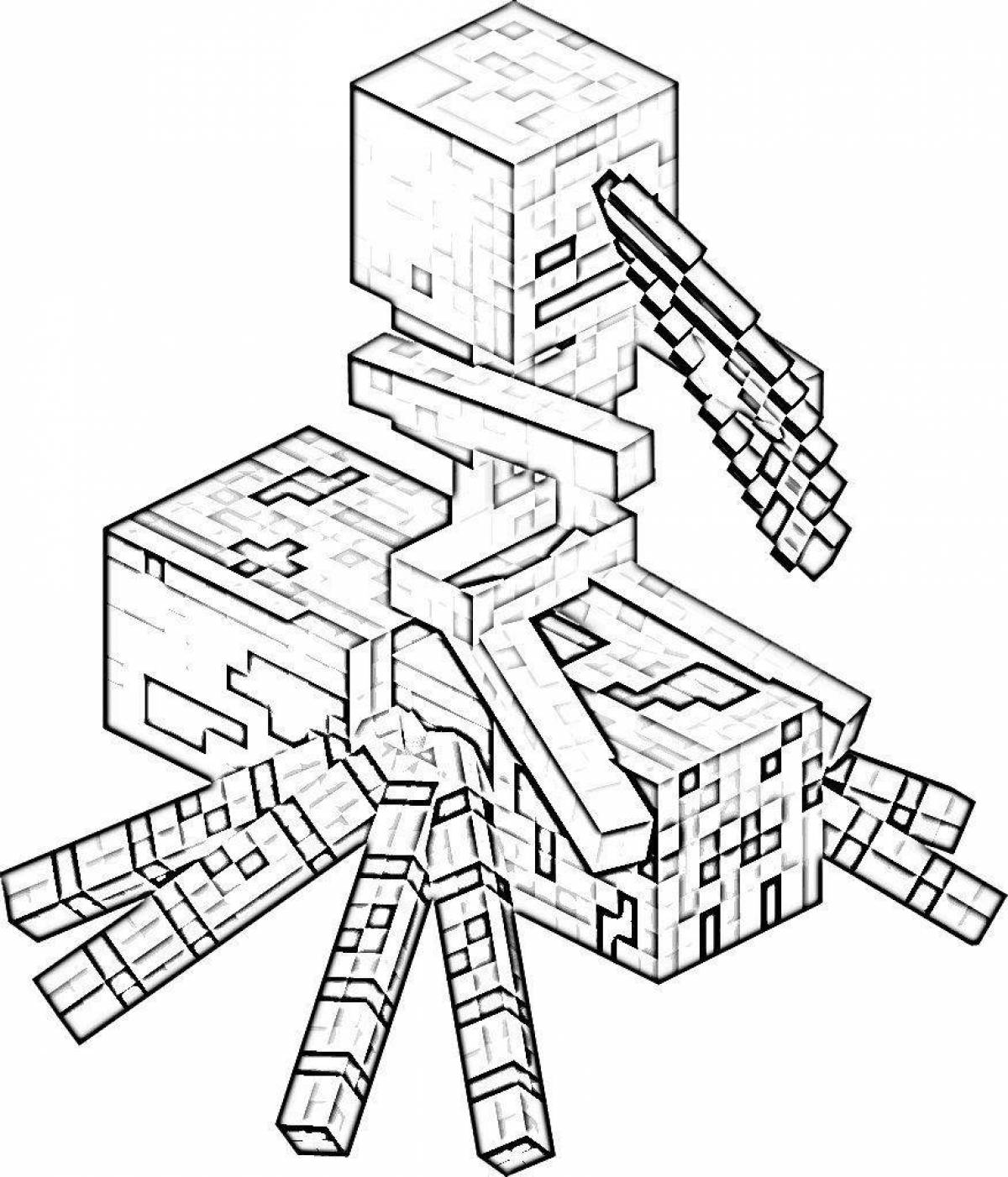 Creative minecraft spider coloring page