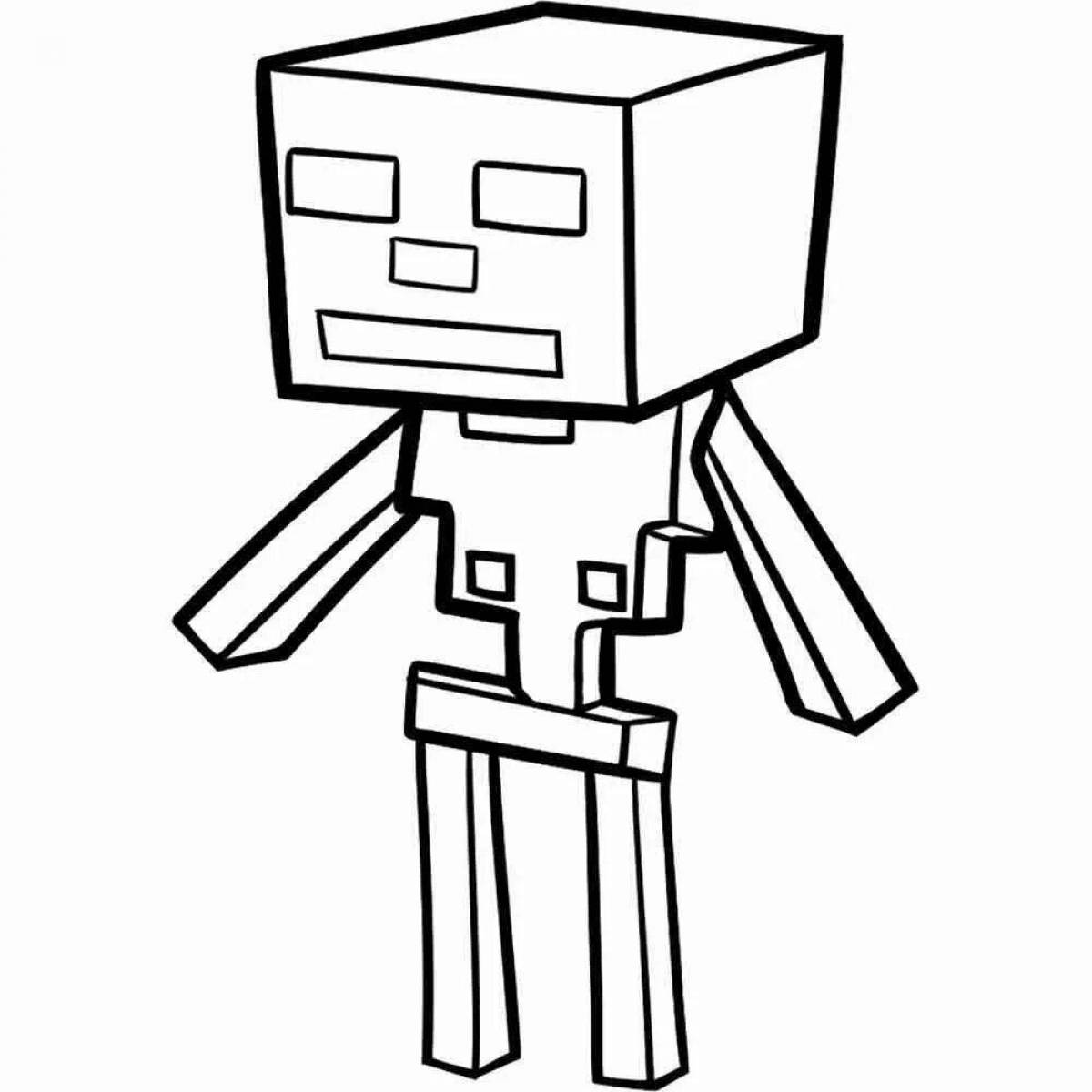 Artistic minecraft spider coloring page