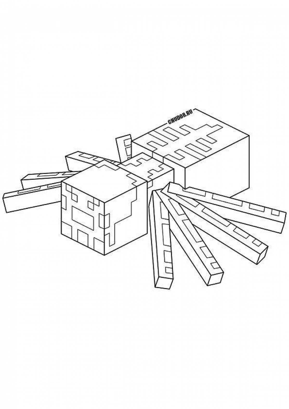 Animated minecraft spider coloring page