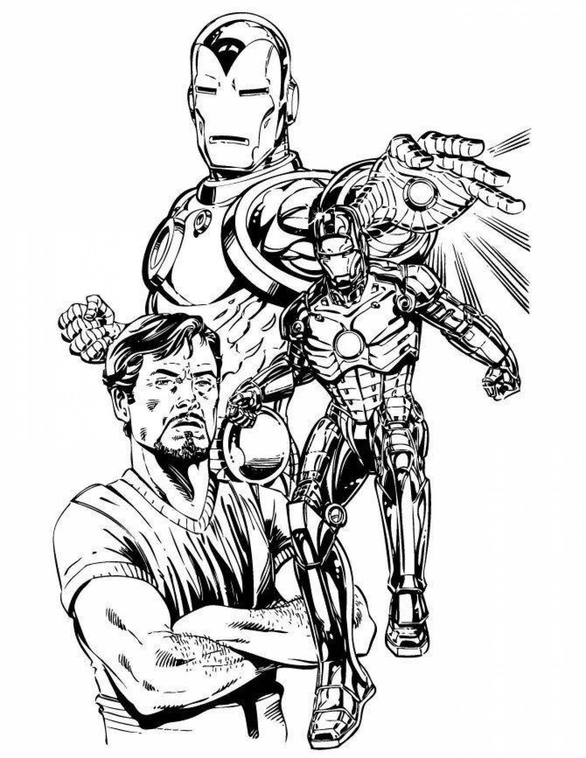 Colorful tony stark coloring page