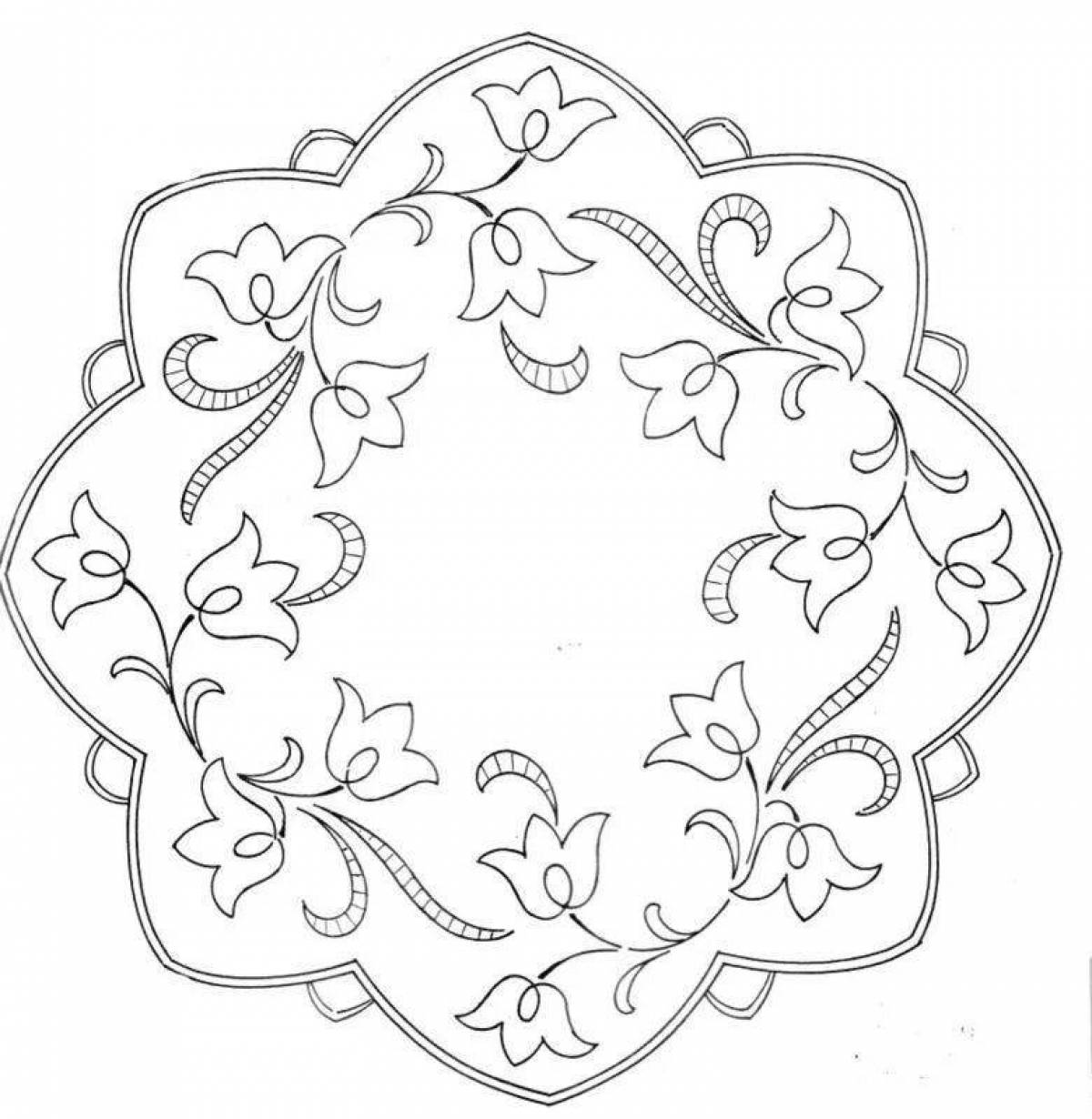 Раскраска элегантный татарский орнамент