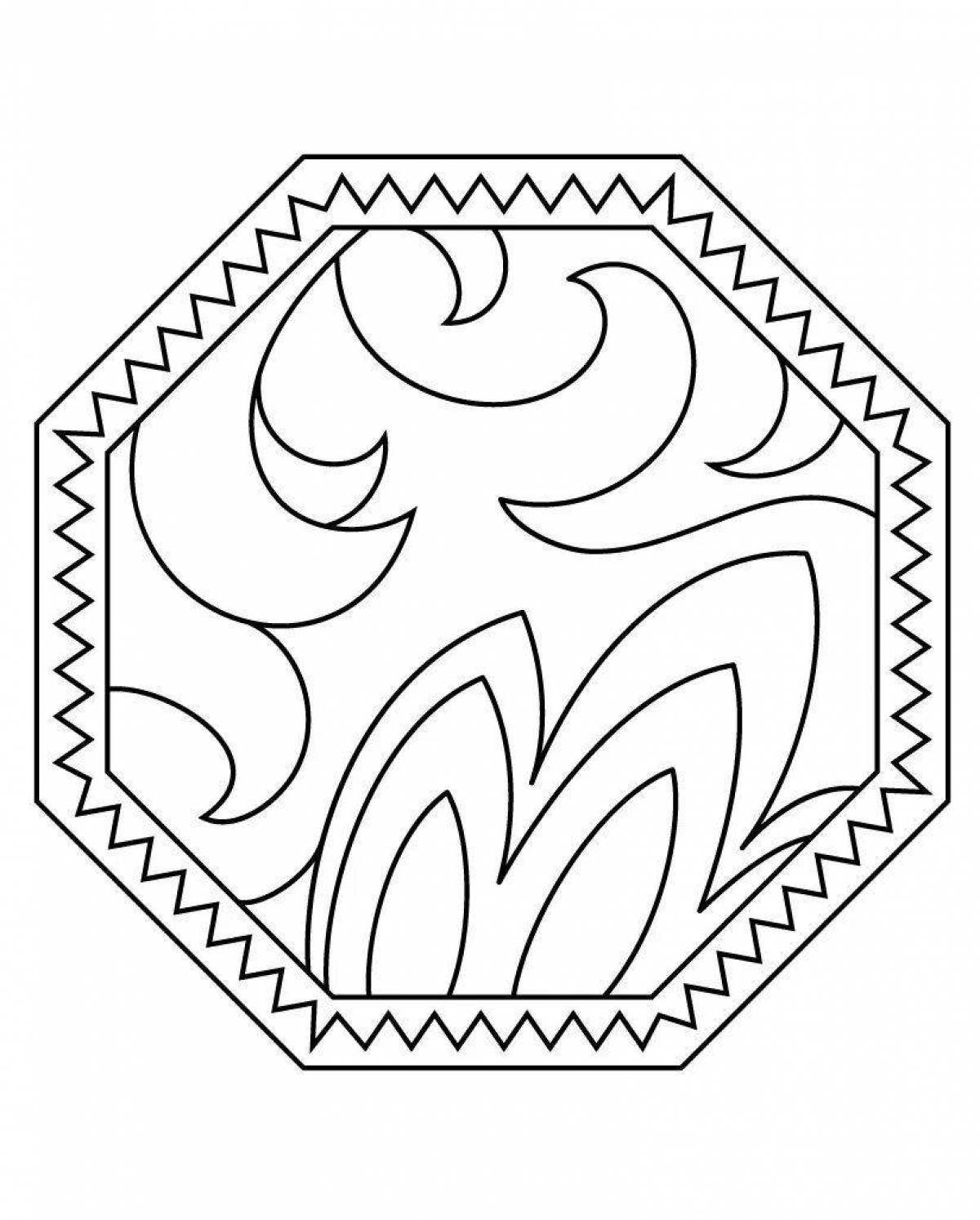 Подробная раскраска татарского орнамента