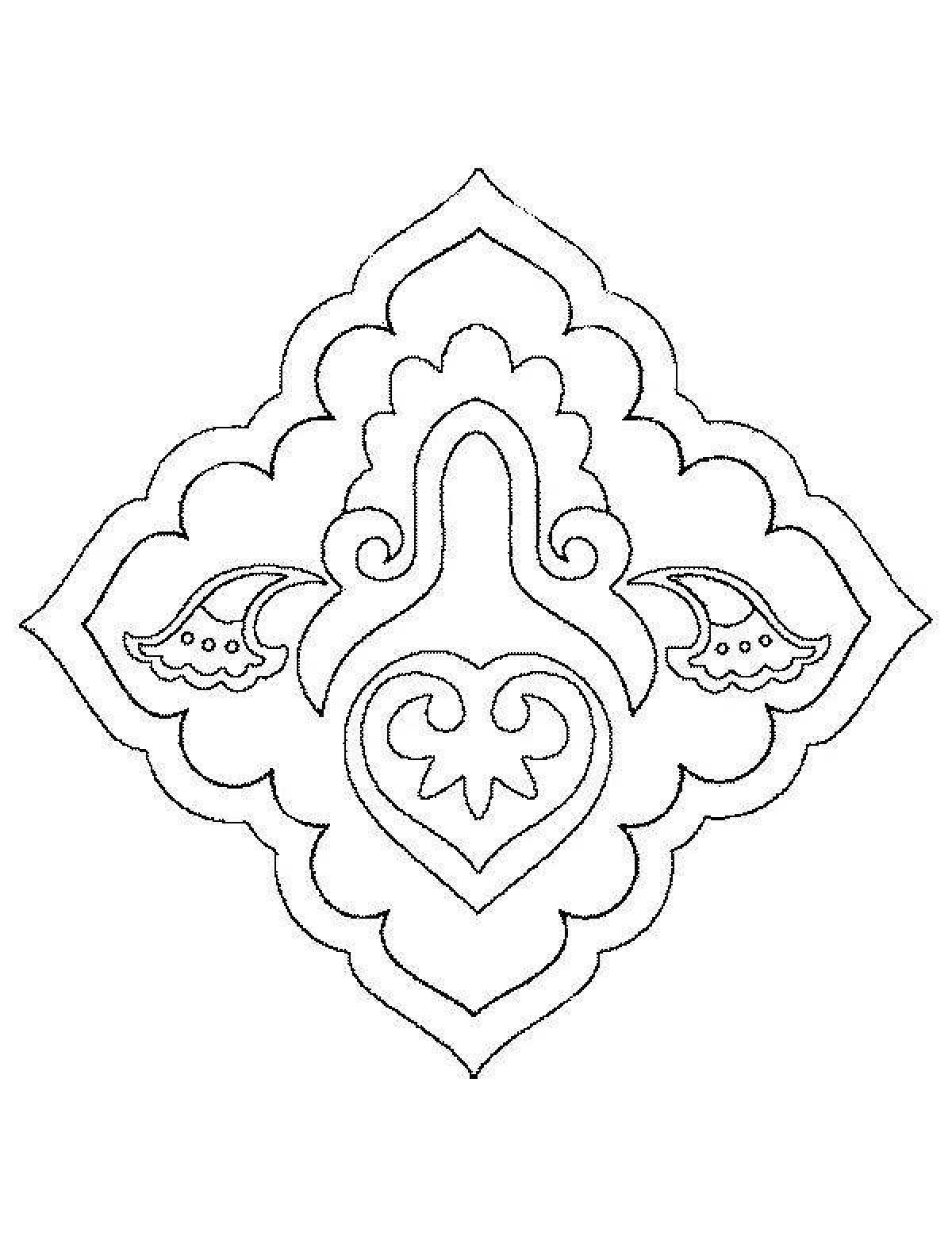 Coloring page artistic Tatar ornament