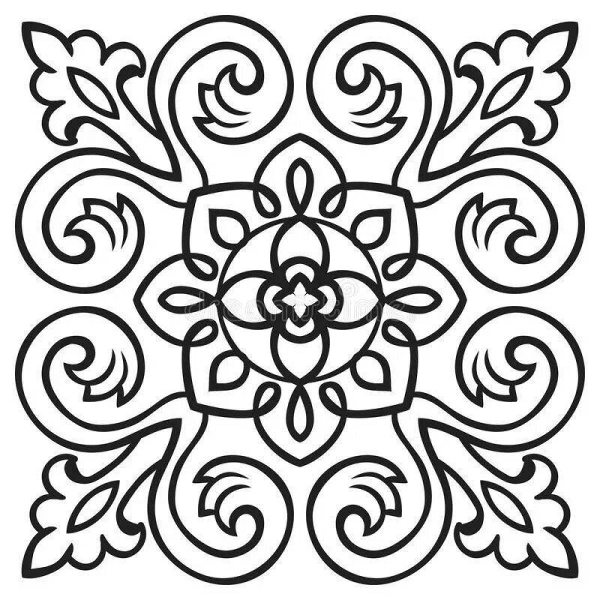 Coloring page stylish tatar ornament