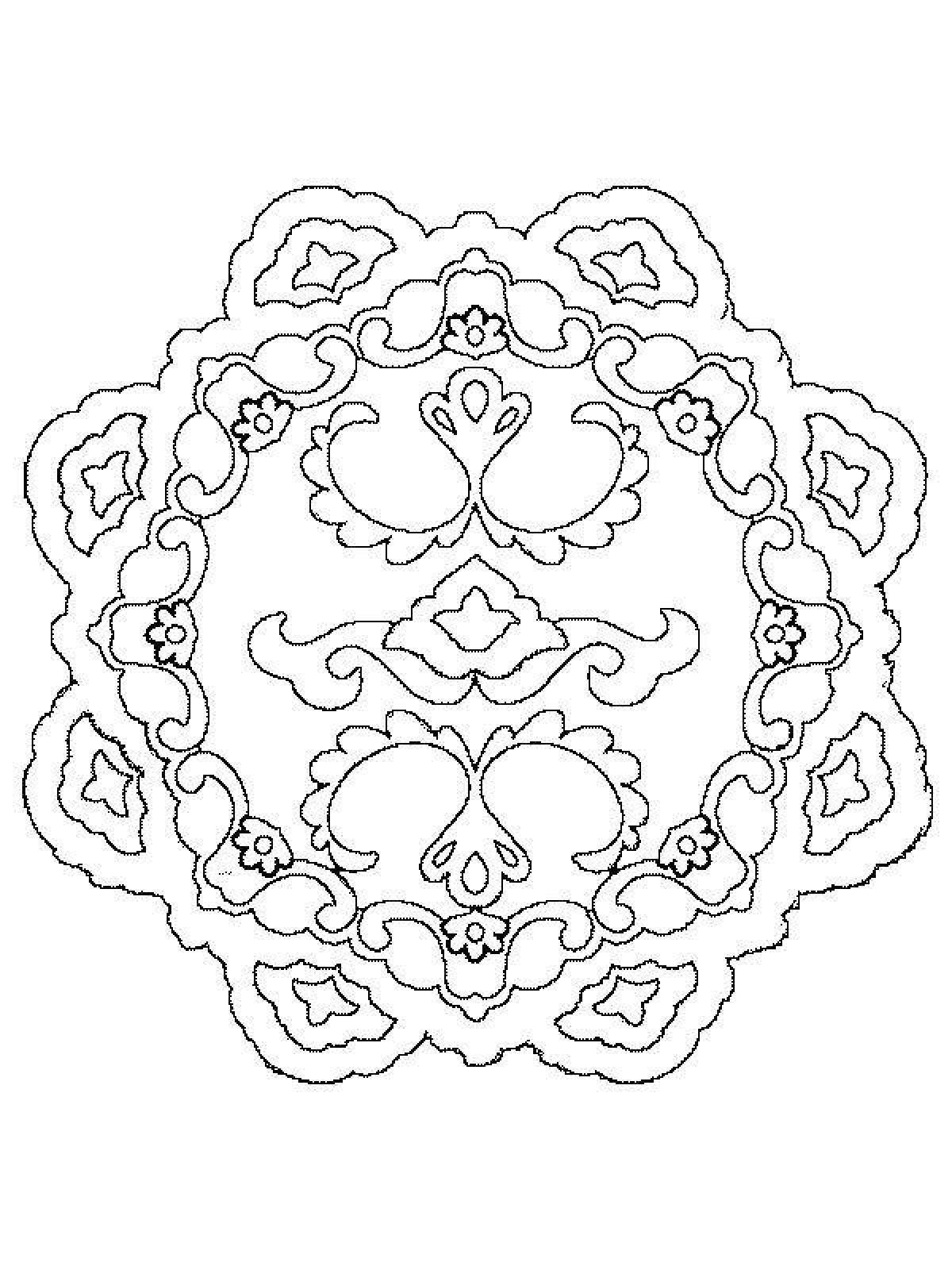 Fancy Tatar ornament coloring page