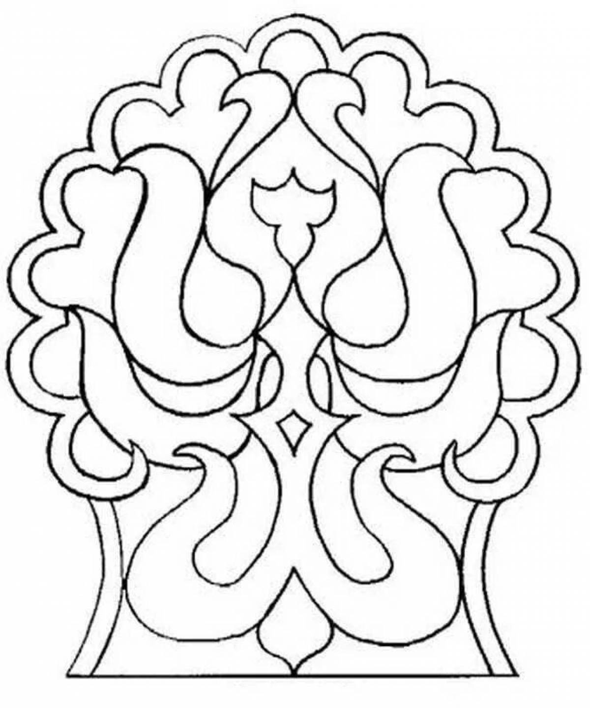 Coloring page playful tatar ornament