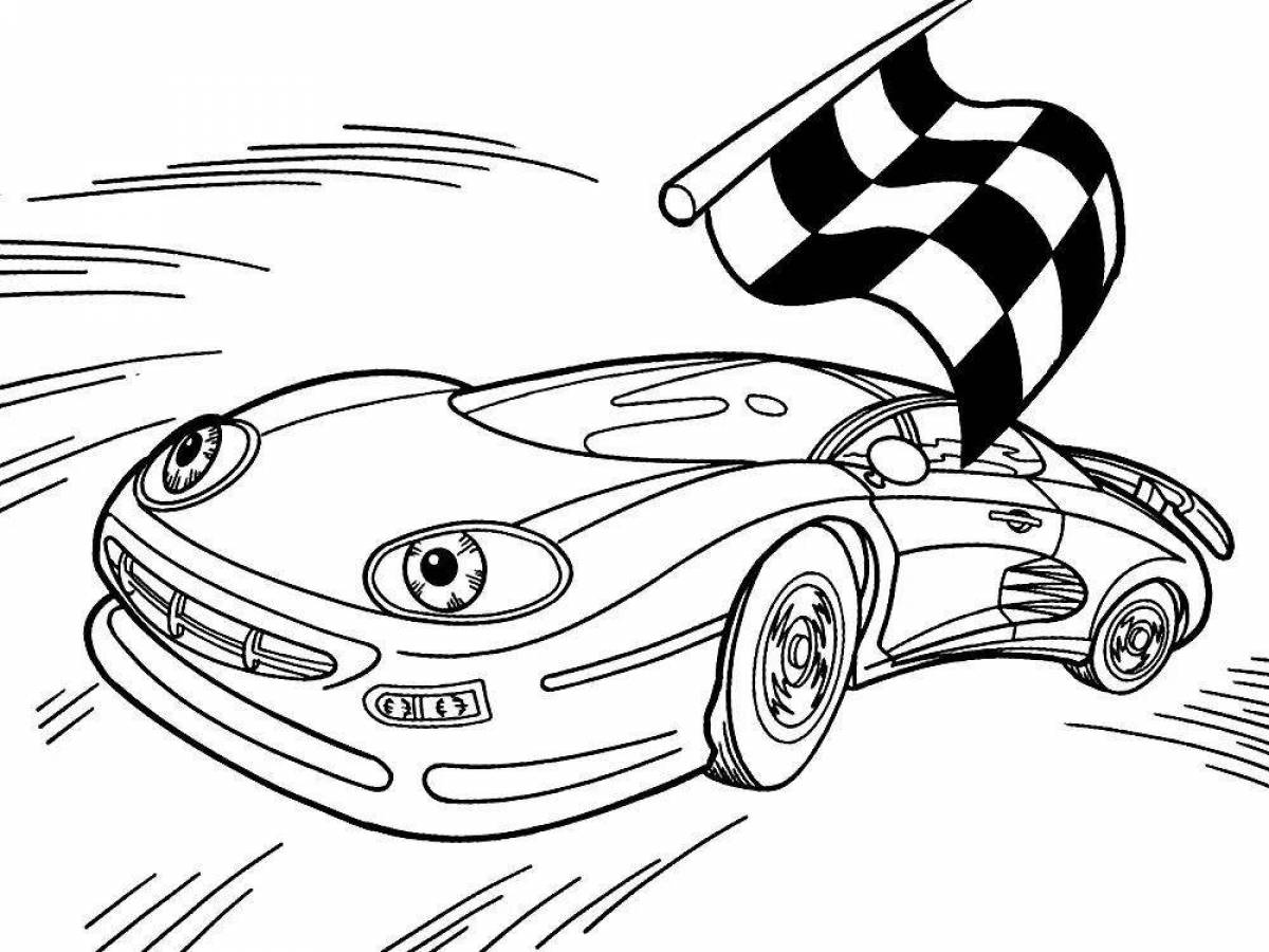 Coloring book shining racing car