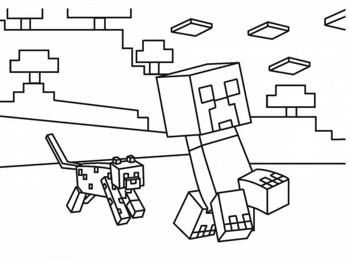 Amazing ocelot minecraft coloring page
