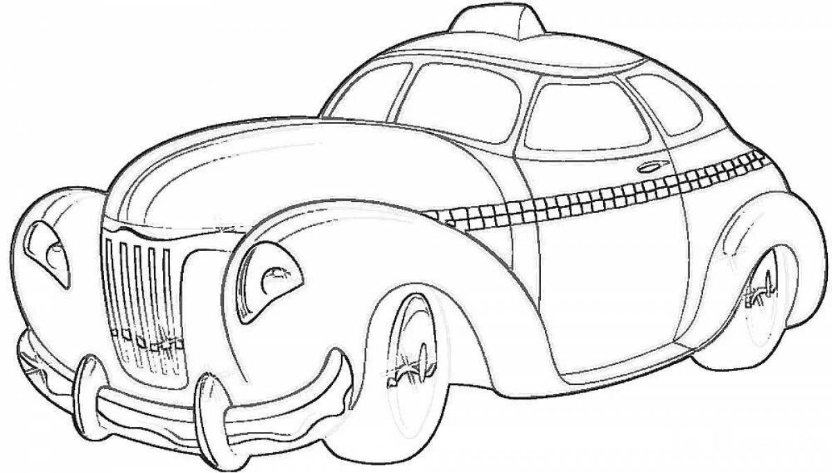 Colorful taxi coloring page